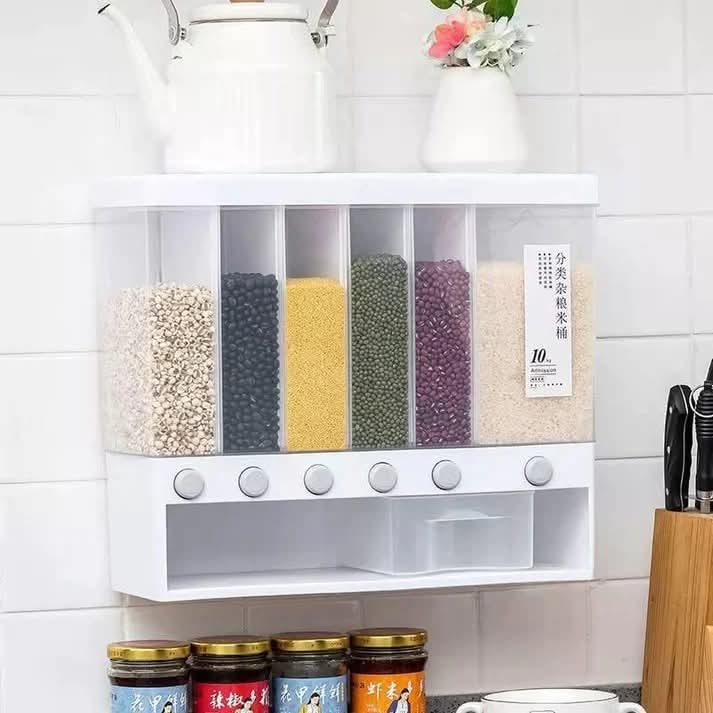 10 Kg 6-In-1 Kitchen Food Container Organizer With 360 Degree Rotatable Design