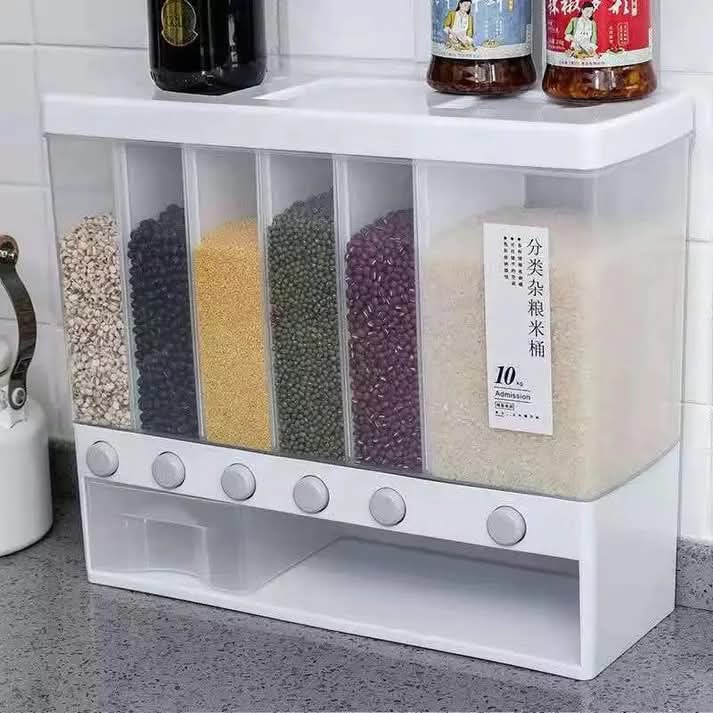10 Kg 6-In-1 Kitchen Food Container Organizer With 360 Degree Rotatable Design