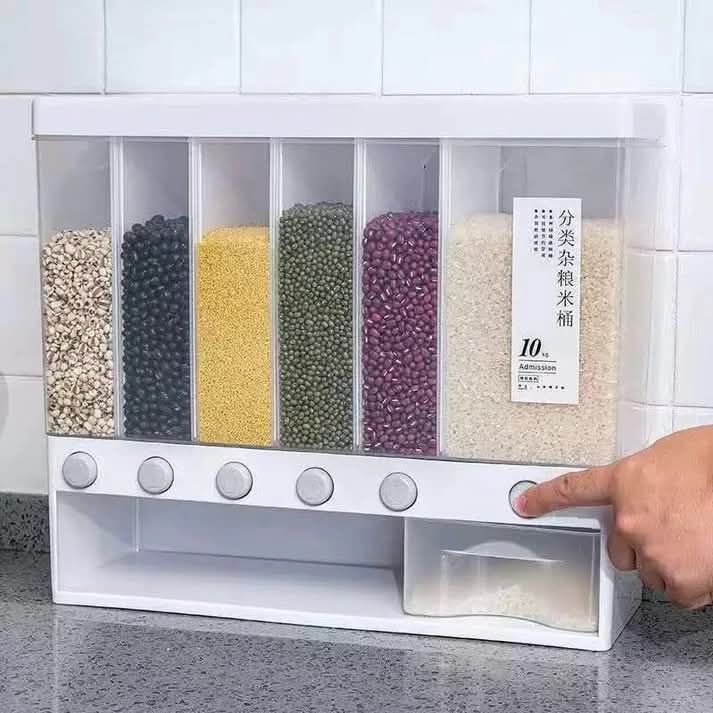 10 Kg 6-In-1 Kitchen Food Container Organizer With 360 Degree Rotatable Design