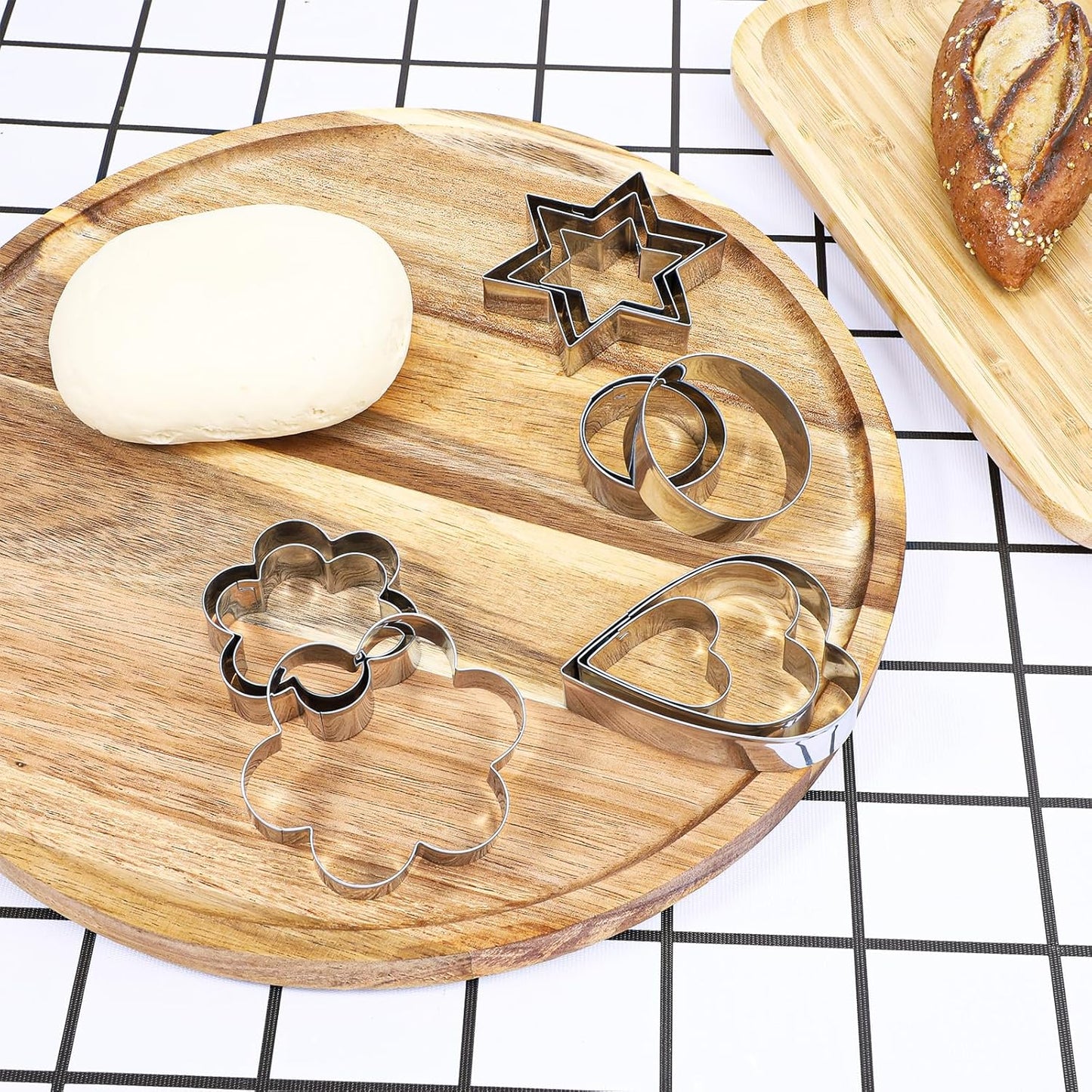 12 PCS Cookie Cutters Variety Pack - Heart, Star, Round, Flower - Stainless Steel Metal Flower Cookies Molds Round Cookies Cutter Small Star Cutters Flower for Baking