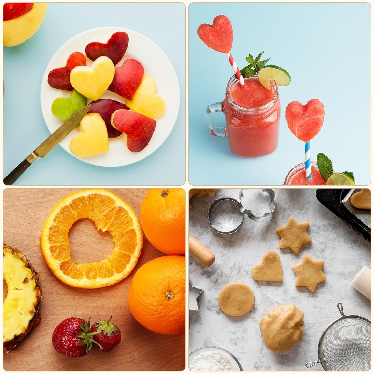 12 PCS Cookie Cutters Variety Pack - Heart, Star, Round, Flower - Stainless Steel Metal Flower Cookies Molds Round Cookies Cutter Small Star Cutters Flower for Baking