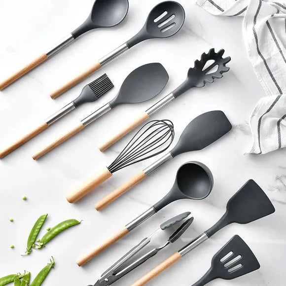 12 Pieces Cooking Tools Set Silicone Spoon Set (multicolor)