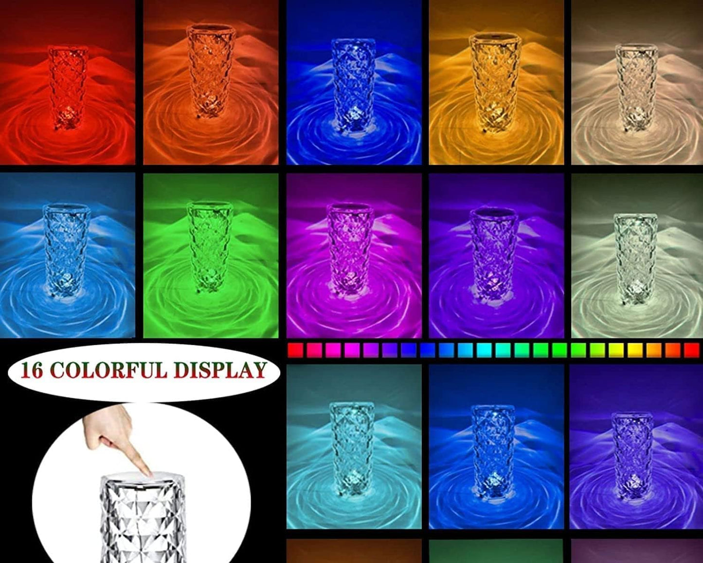 16 Colors Rechargeable Acrylic Bedside Lamp