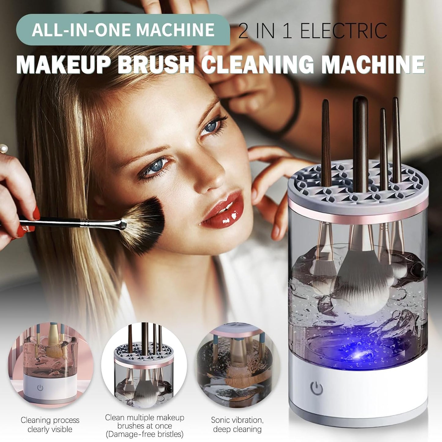 2 In 1 Electric Makeup Brush Cleaner Machine