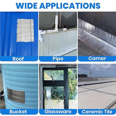 Aluminum Foil Tape Waterproof Tape, 2 inch x 16 feet, Aluminum Foil Tape Butyl Sealant Tape for RV Repair, Window, Silicone, Boat and Pipe Sealing, Glass & EDPM Rubber Roof Patching, Silver