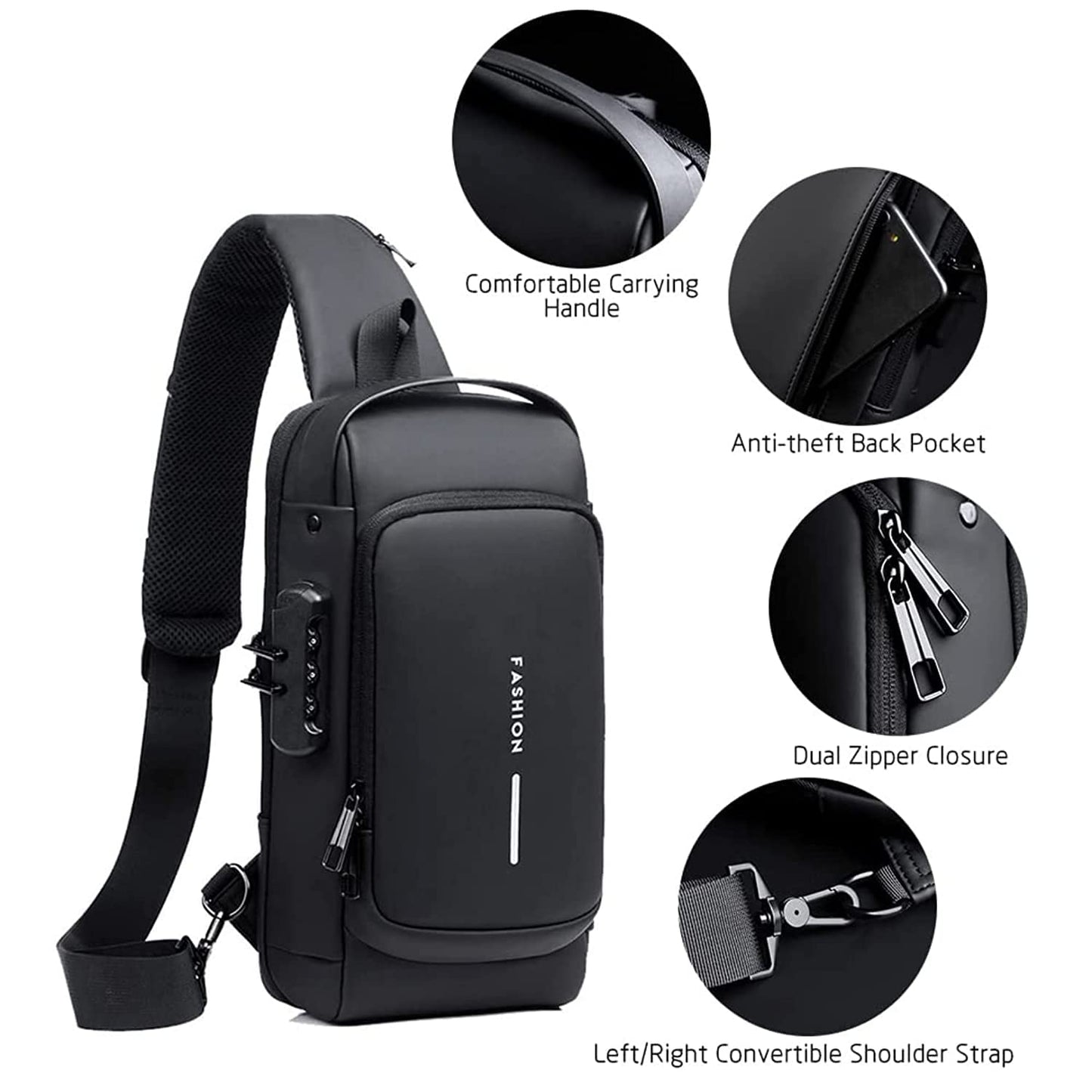 Anti Theft Sling Bag for Men & Women