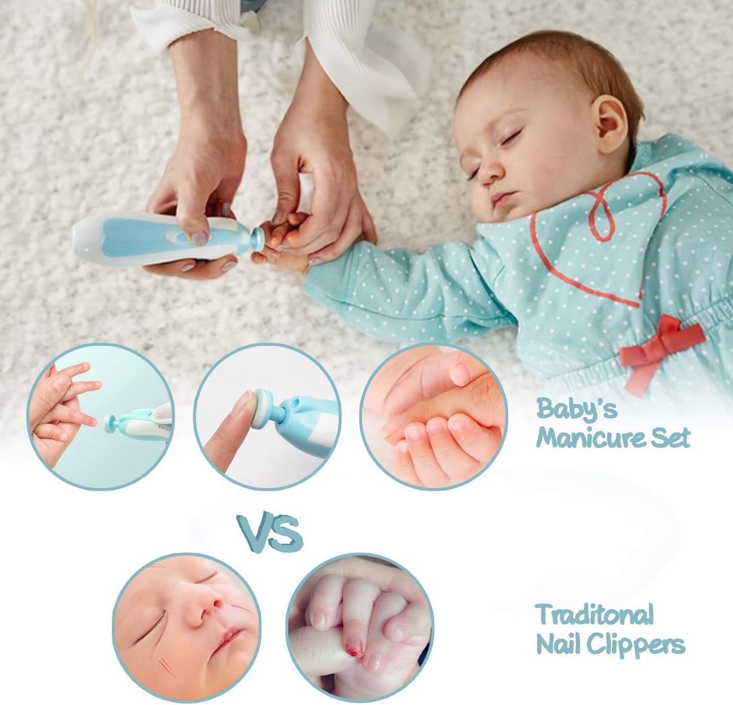 Baby Nail Trimmer File with Light Safe Electric Nail Clippers