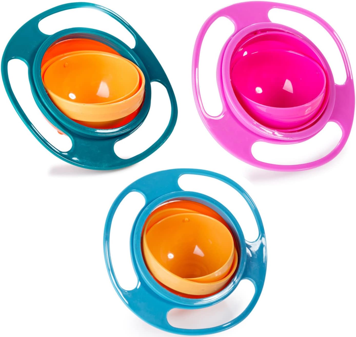 Berry President Magic Bowl 360 Degree Rotation Spill Resistant - Gyro Bowl with Lid For Toddler Baby Kids Children