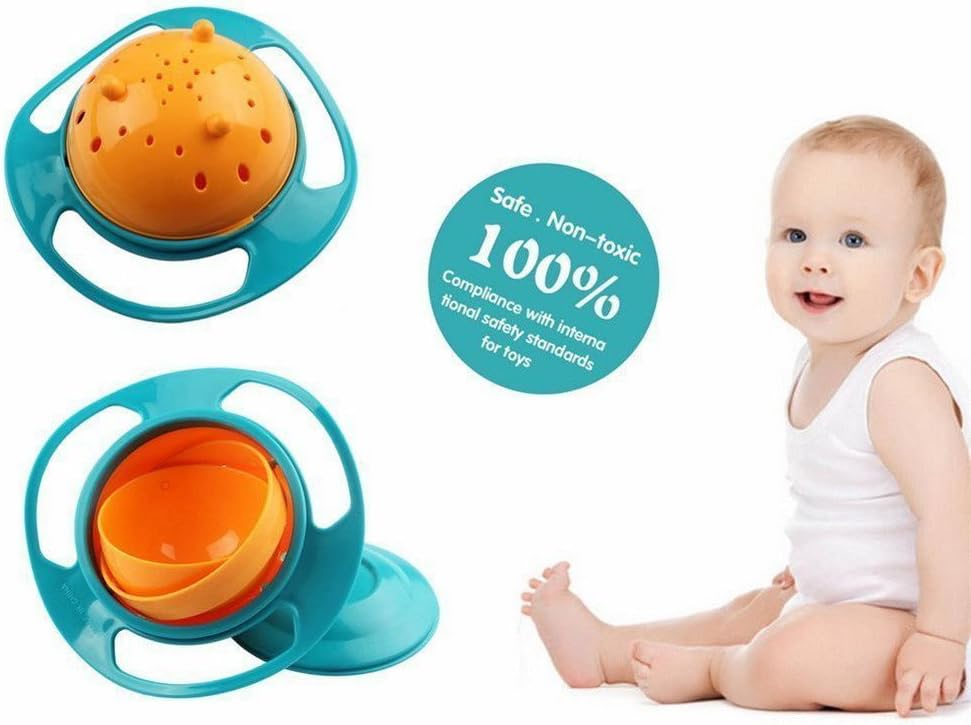 Berry President Magic Bowl 360 Degree Rotation Spill Resistant - Gyro Bowl with Lid For Toddler Baby Kids Children