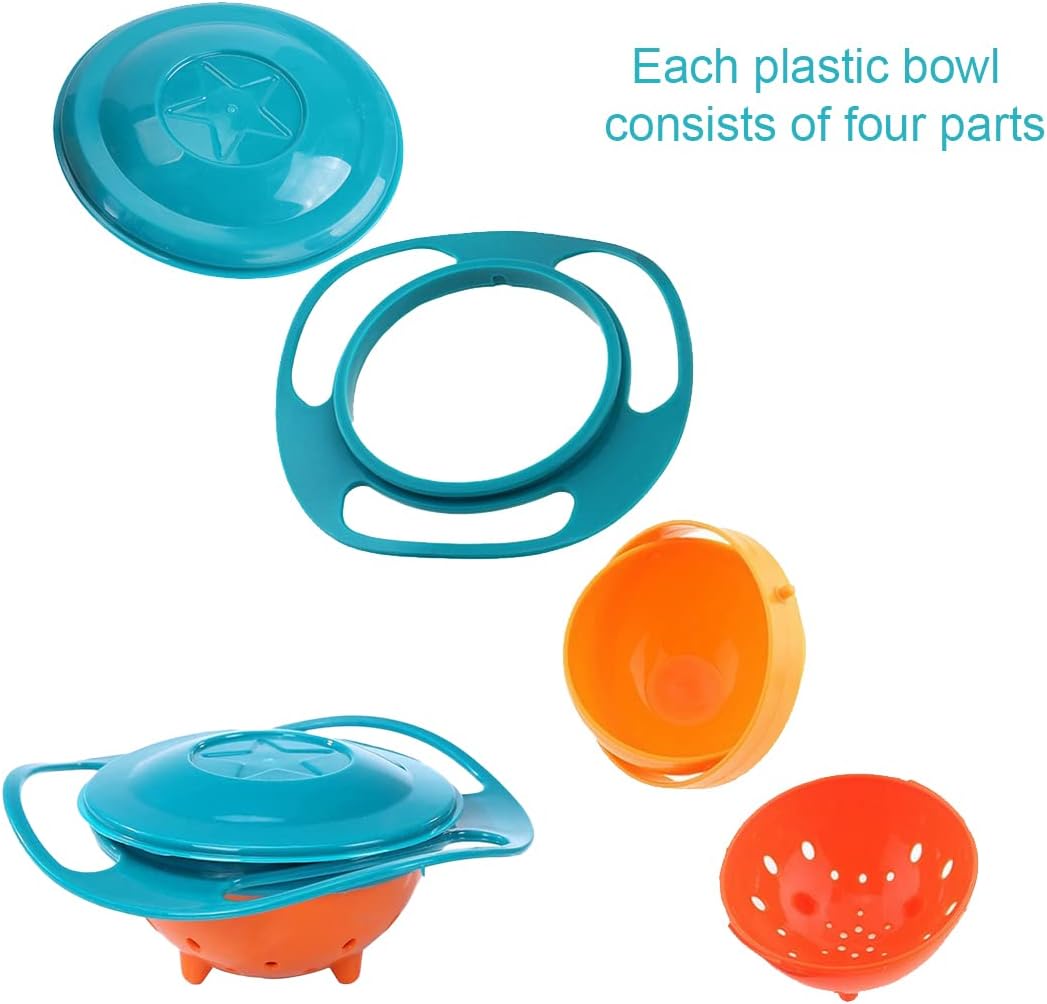 Berry President Magic Bowl 360 Degree Rotation Spill Resistant - Gyro Bowl with Lid For Toddler Baby Kids Children