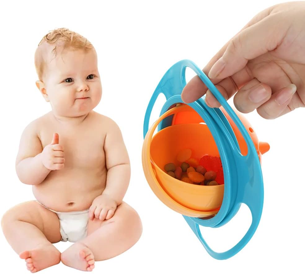 Berry President Magic Bowl 360 Degree Rotation Spill Resistant - Gyro Bowl with Lid For Toddler Baby Kids Children