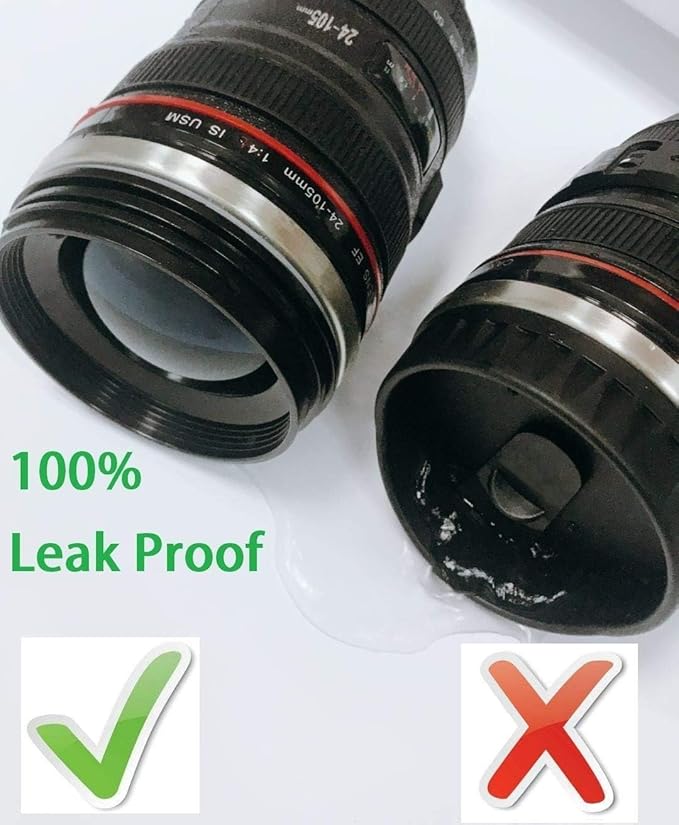 Multipurpose Camera Lens Coffee Mug with Translucent Lid