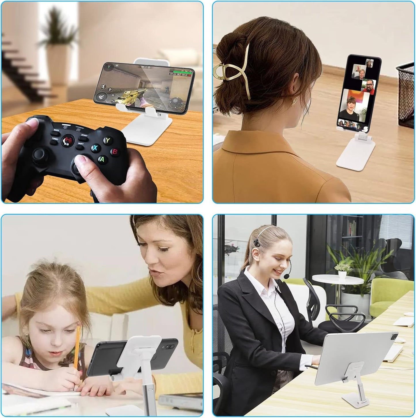 Cell Phone Stand, Folding Desktop Phone Stand, Tablet Stand Compatible with All Phones 4-10 Inches Cell Phone/Tablet