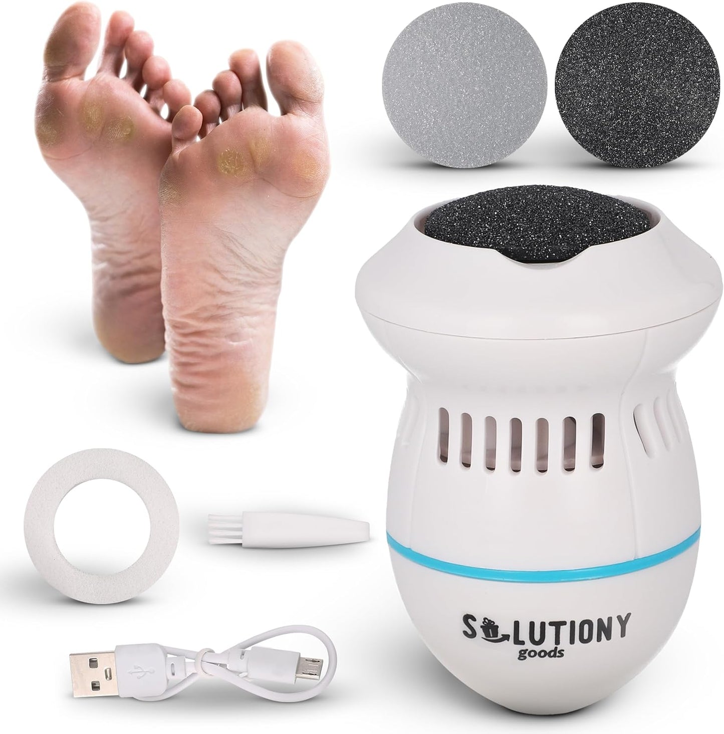Electric Foot Callus Remover - USB-Rechargeable With Built-in Vacuum for Dead Skin Removal, Portable Foot File