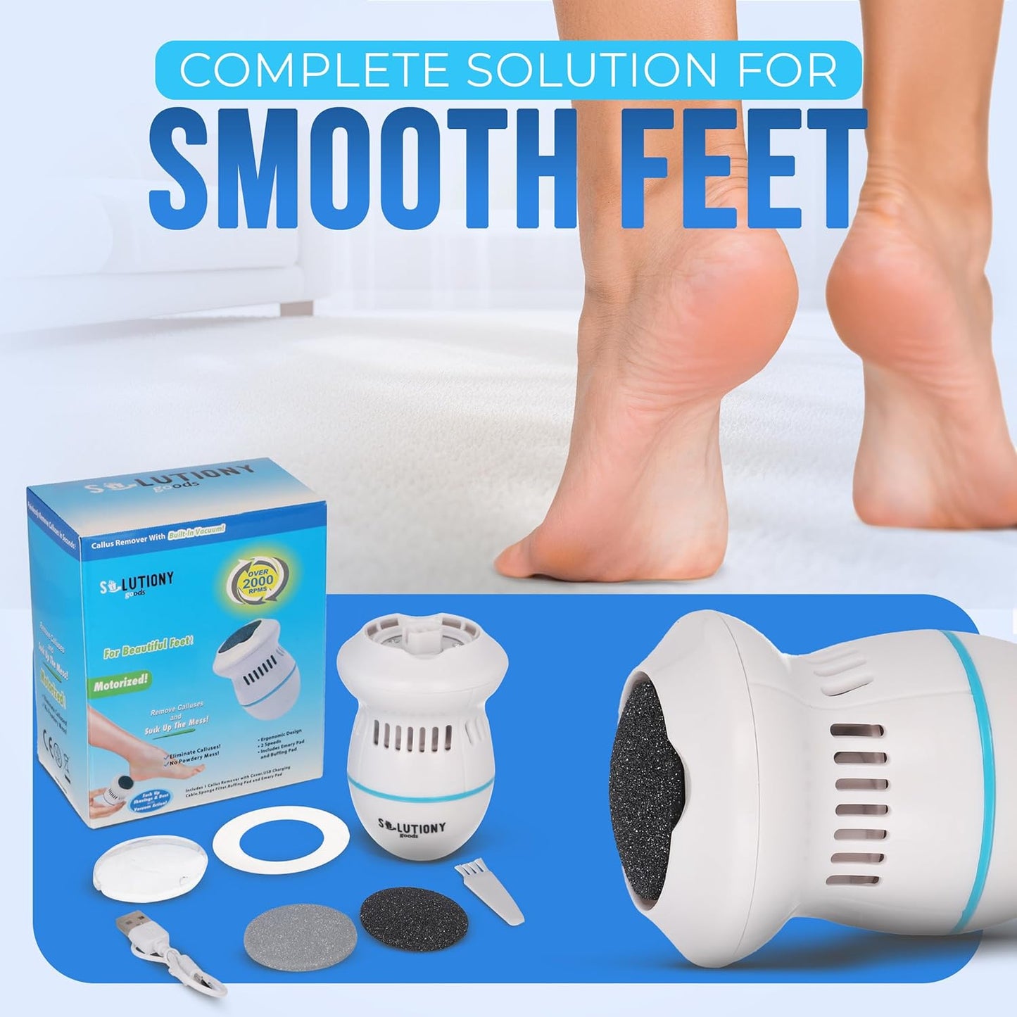 Electric Foot Callus Remover - USB-Rechargeable With Built-in Vacuum for Dead Skin Removal, Portable Foot File