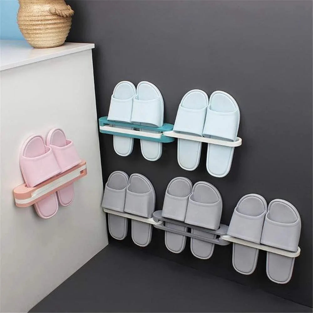 Foldable Slipper Rack - 3 in 1 Wall Mounted Shoe Rack