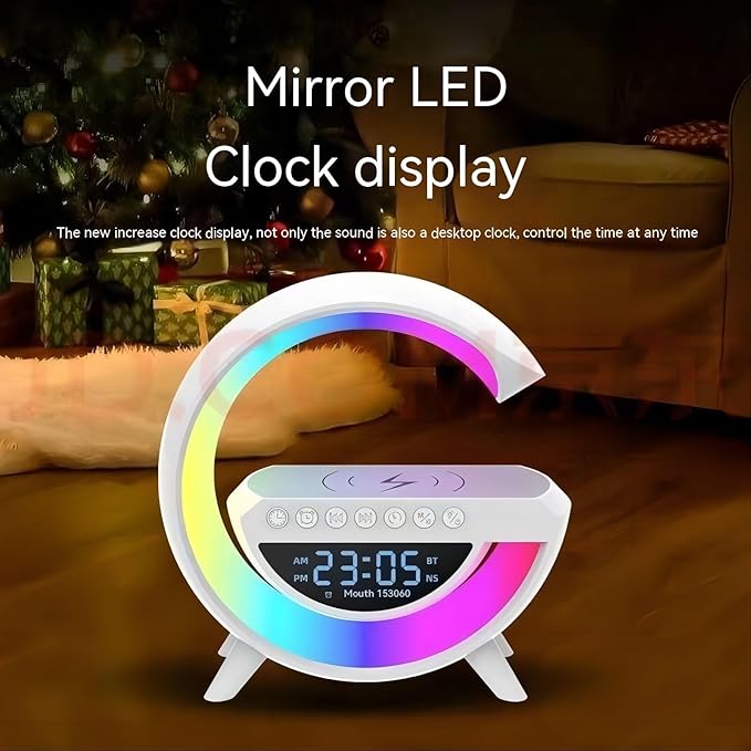 G Shaped Lamp - LED Wireless Charging Speaker - Smart Table Night Light - Phone Wireless Charging RGB Desk Lamp - Speaker with Wireless Charger, Bluetooth, USB Speaker for PC & Mobile