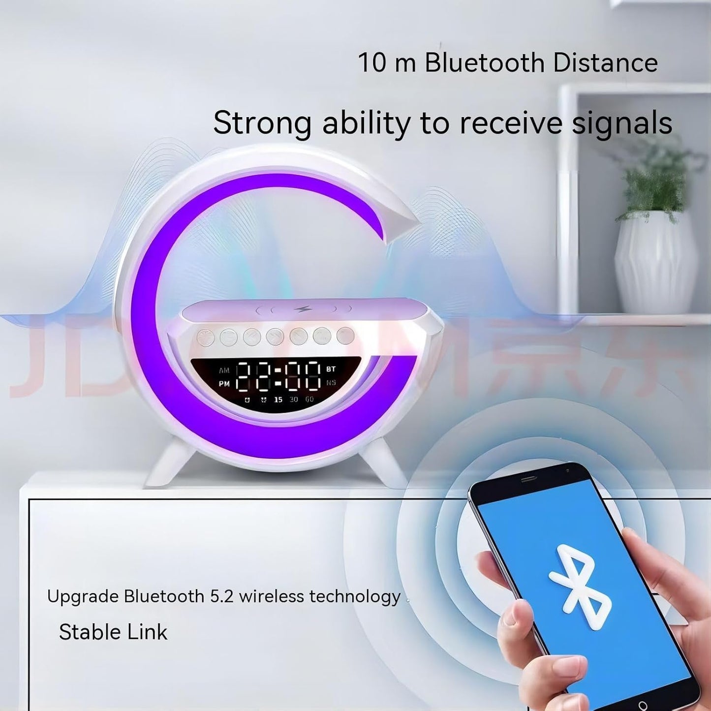 G Shaped Lamp - LED Wireless Charging Speaker - Smart Table Night Light - Phone Wireless Charging RGB Desk Lamp - Speaker with Wireless Charger, Bluetooth, USB Speaker for PC & Mobile