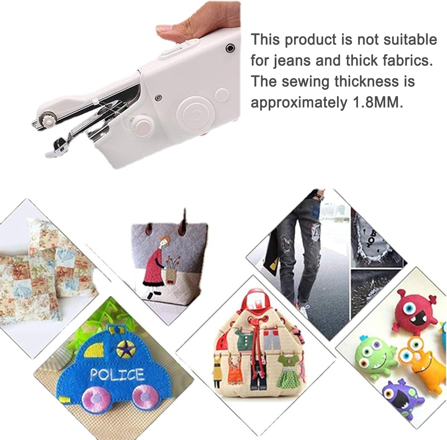 Handheld Sewing Machine, Portable Mini Hand Held Sewing Machine Cordless Electric Stitching Device, For Beginners, Professionals, Adults