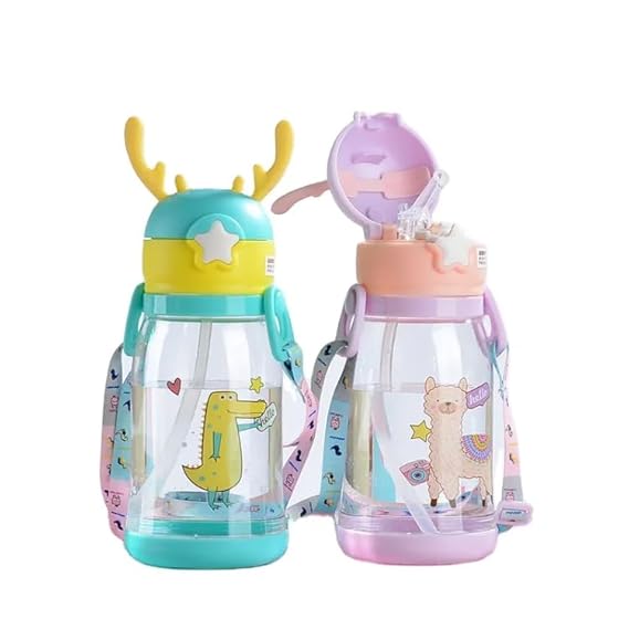 Horn Design Cartoon Sipper 600 ML Water Bottle for Kids