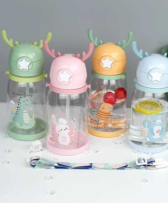Horn Design Cartoon Sipper 600 ML Water Bottle for Kids