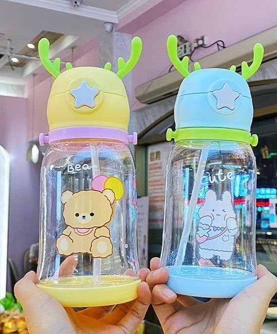Horn Design Cartoon Sipper 600 ML Water Bottle for Kids