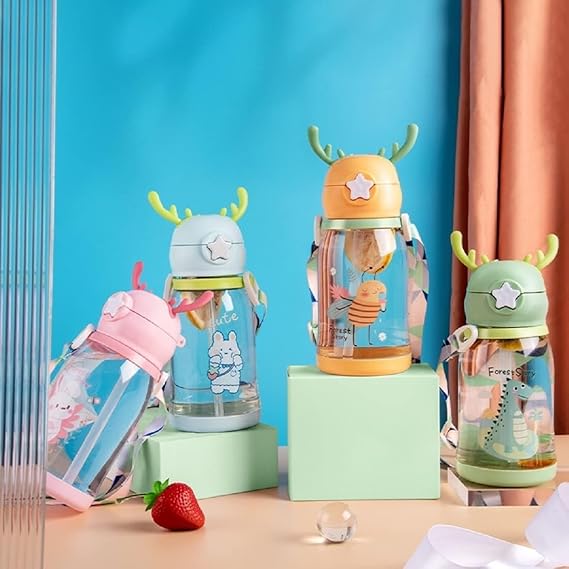 Horn Design Cartoon Sipper 600 ML Water Bottle for Kids