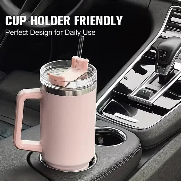 Hot & Cool Large Capacity Tumbler Stainless Steel Insulated Water Bottle With Straw