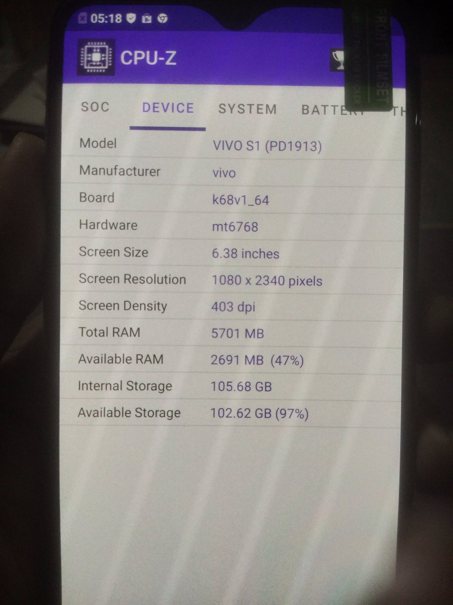 Imported ViVo S1 with Box Dual Engine Fast Charger Back Jelly Cover Handsfree Sim Eject Tool - 8/256 RAM ROM (for user 6/128) - Super AMOLED Display - Dual Sim Approved - Vivo Mobile - Vivo Phone - Budget Phone - 4G Mobile - Smart Phone