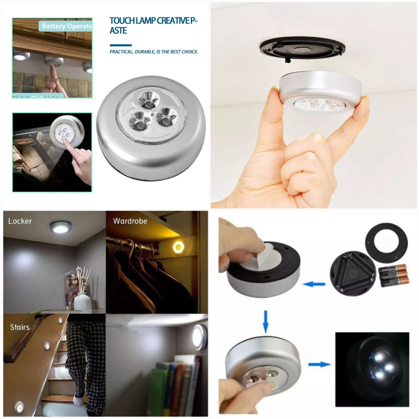 LED Tap Touch Light - ONOFF Tap Light Push Button - Soft LED Night Light - Self Adhesive LED Lamp