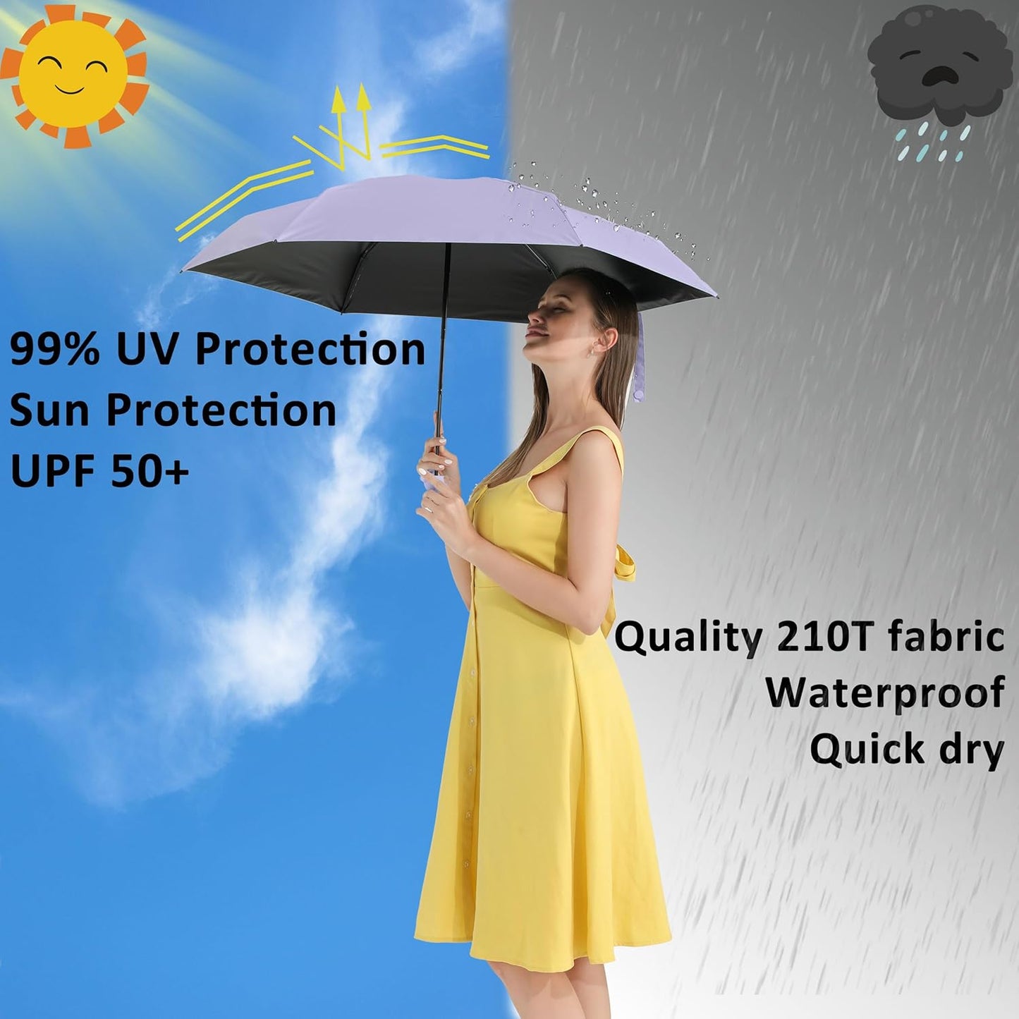 Light Weight 5 Fold 6 Panels Nano Super Mini Umbrella
