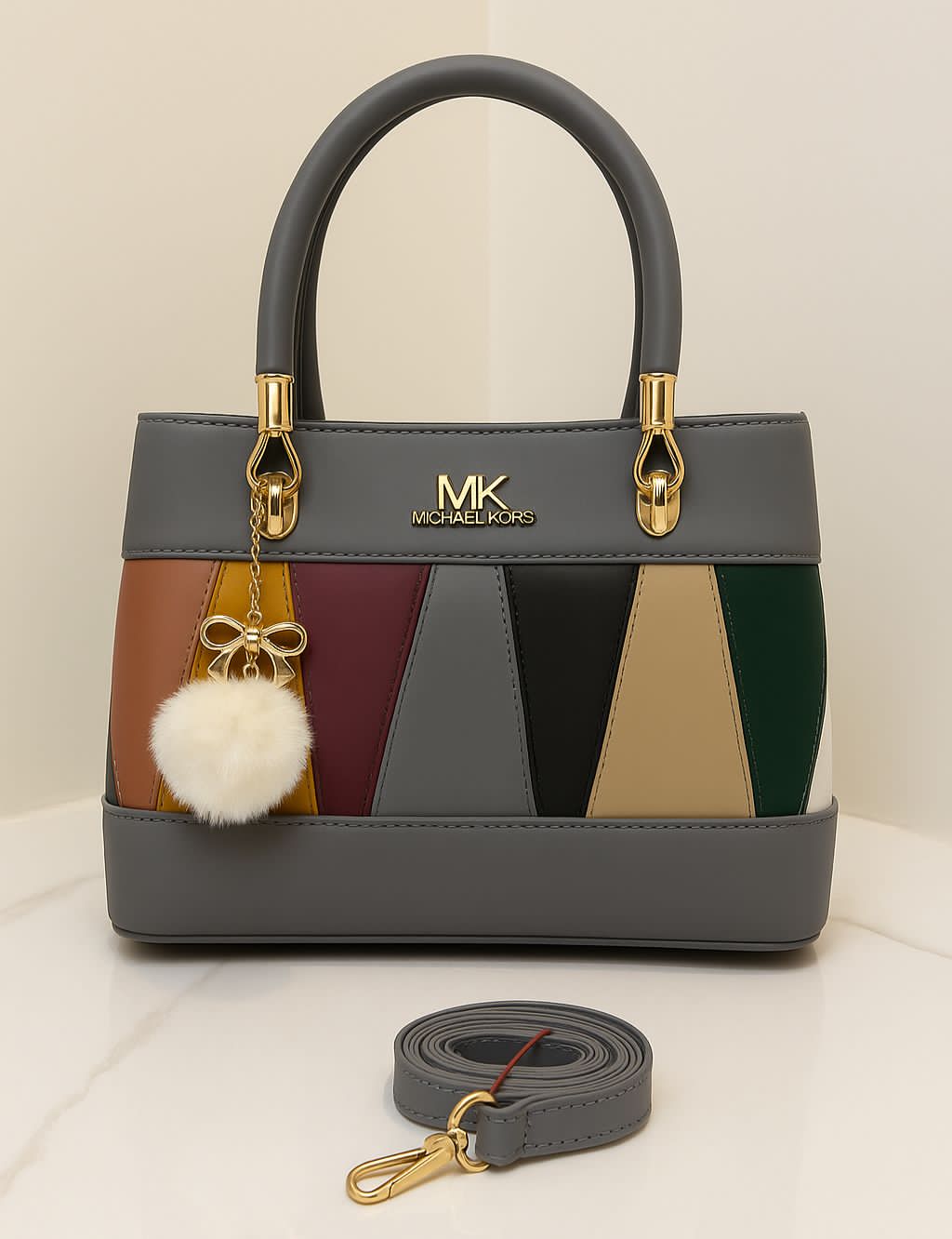 MK Chic Double Pocket Bag with Imported Keychain
