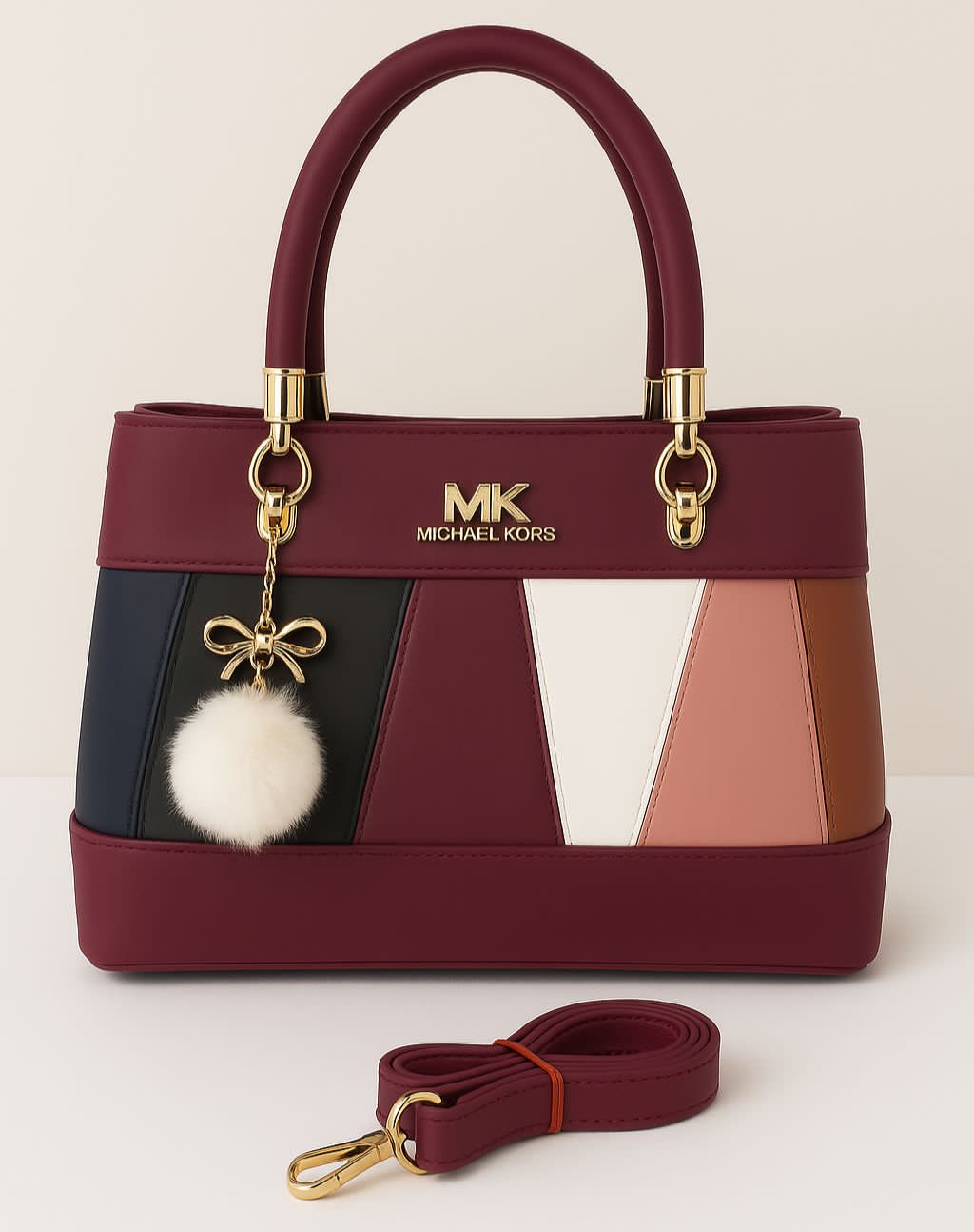 MK Chic Double Pocket Bag with Imported Keychain
