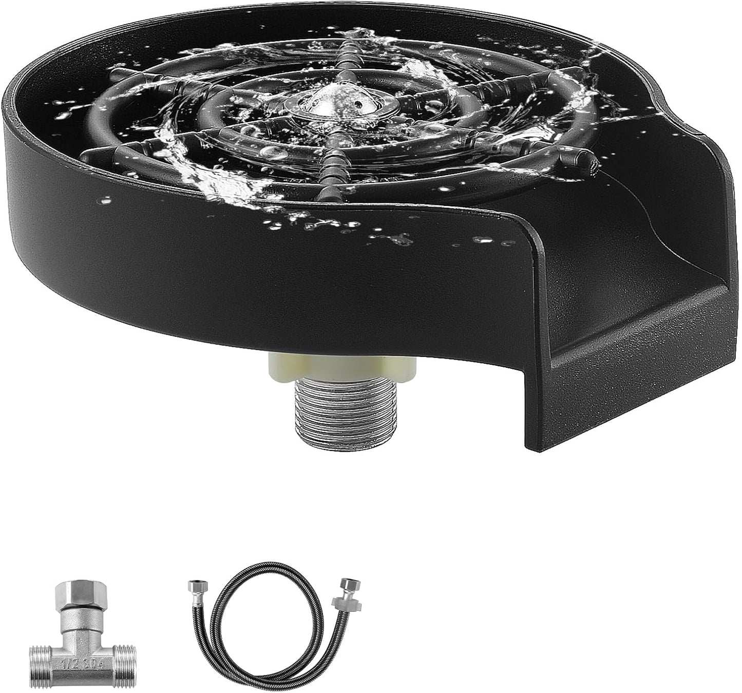Matte Black Glass Rinser for Kitchen Sinks - Cup Rinser Sink - Quick Rinser for Baby Bottle - Kitchen Sink Automatic Flushing Device