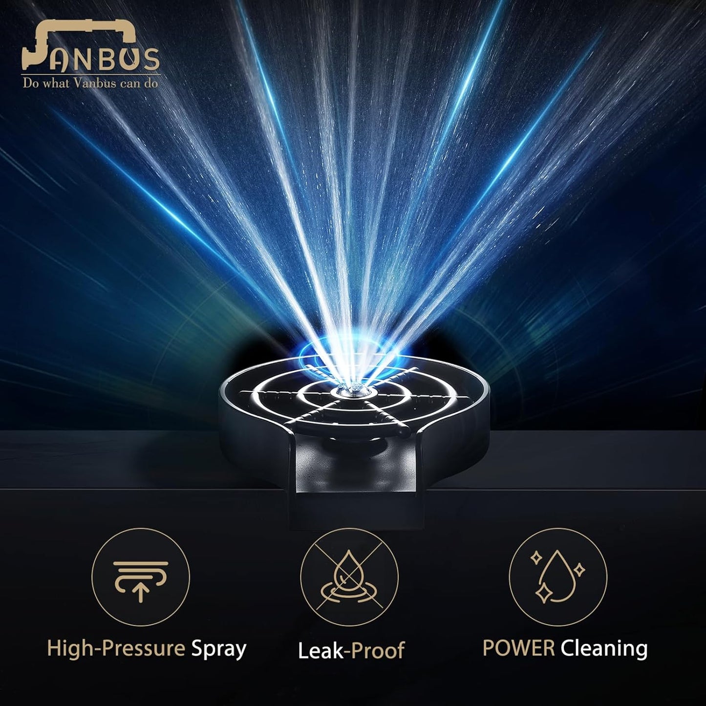 Matte Black Glass Rinser for Kitchen Sinks - Cup Rinser Sink - Quick Rinser for Baby Bottle - Kitchen Sink Automatic Flushing Device