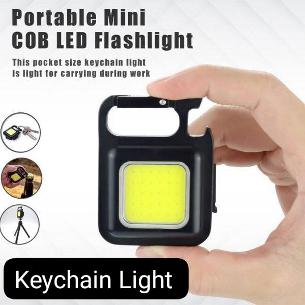 Mini LED Portable Keychain Flashlight - Multifunction COB Work Light - USB Rechargeable Strong Magnet Outdoor Camping Lantern