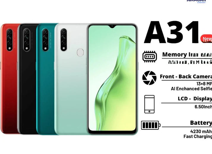 OPPO A31-8GB RAM-256GB ROM-Dual Sim, Dual Standby (Nano-SIM)-8 MP Triple Camera: 12 MP-Android 10.0 (Pie)