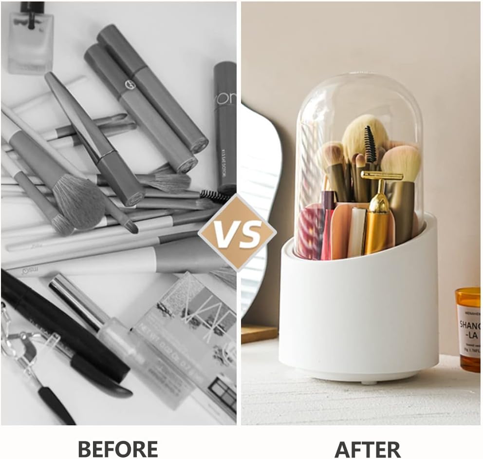 Oval Covered Clear Brush Organizer