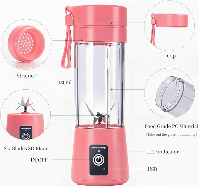 6-blade Portable Blender for Smoothie, Milkshake, Juice
