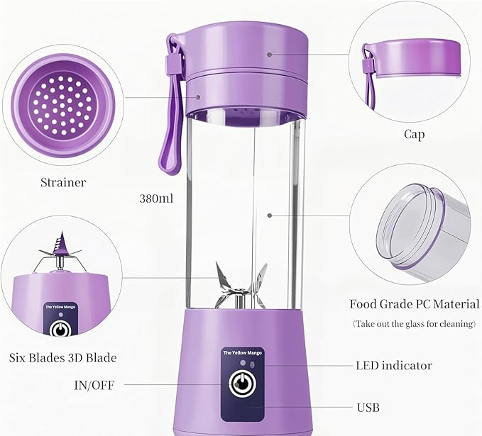 6-blade Portable Blender for Smoothie, Milkshake, Juice