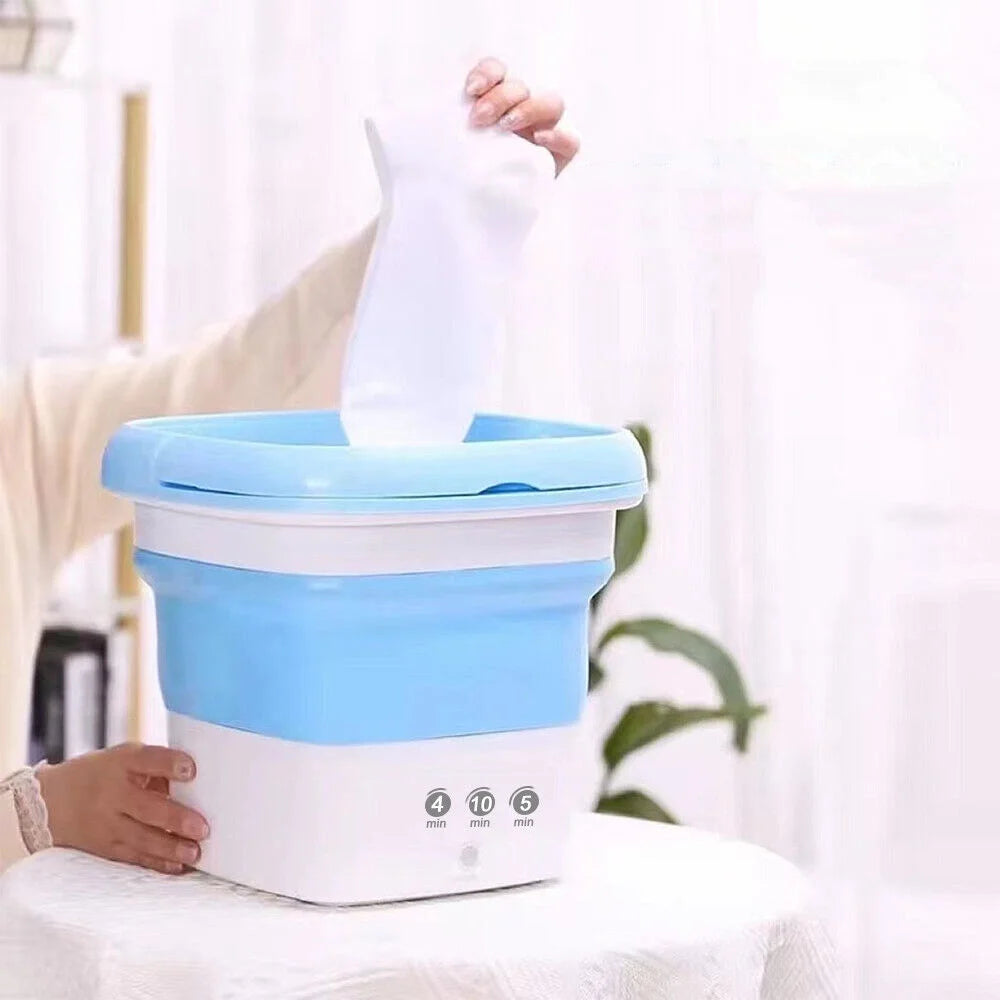 Portable Mini Folding Washing Machine with Dryer Bucket (multicolor)