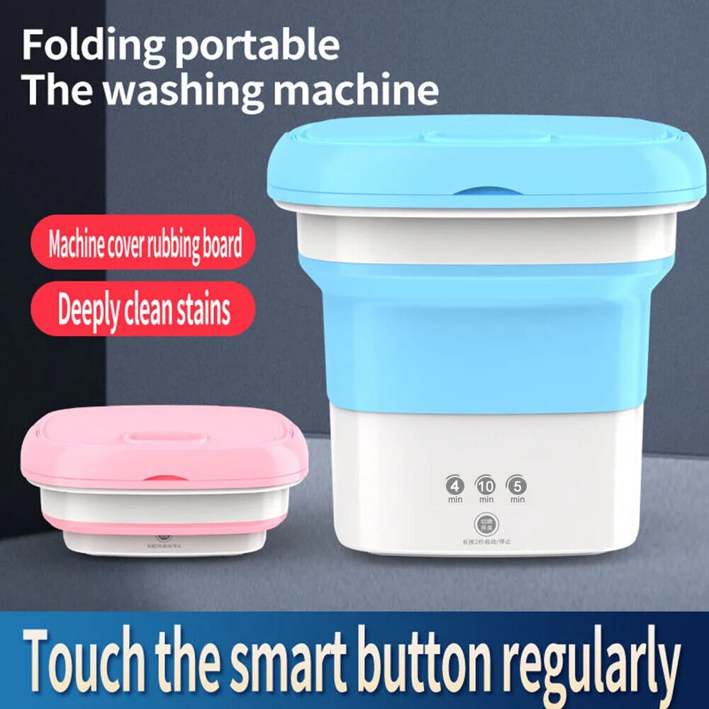 Portable Mini Folding Washing Machine with Dryer Bucket (multicolor)