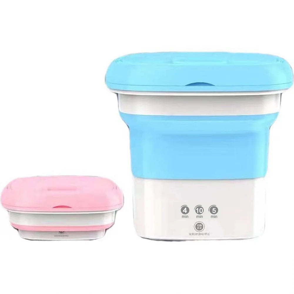 Portable Mini Folding Washing Machine with Dryer Bucket (multicolor)