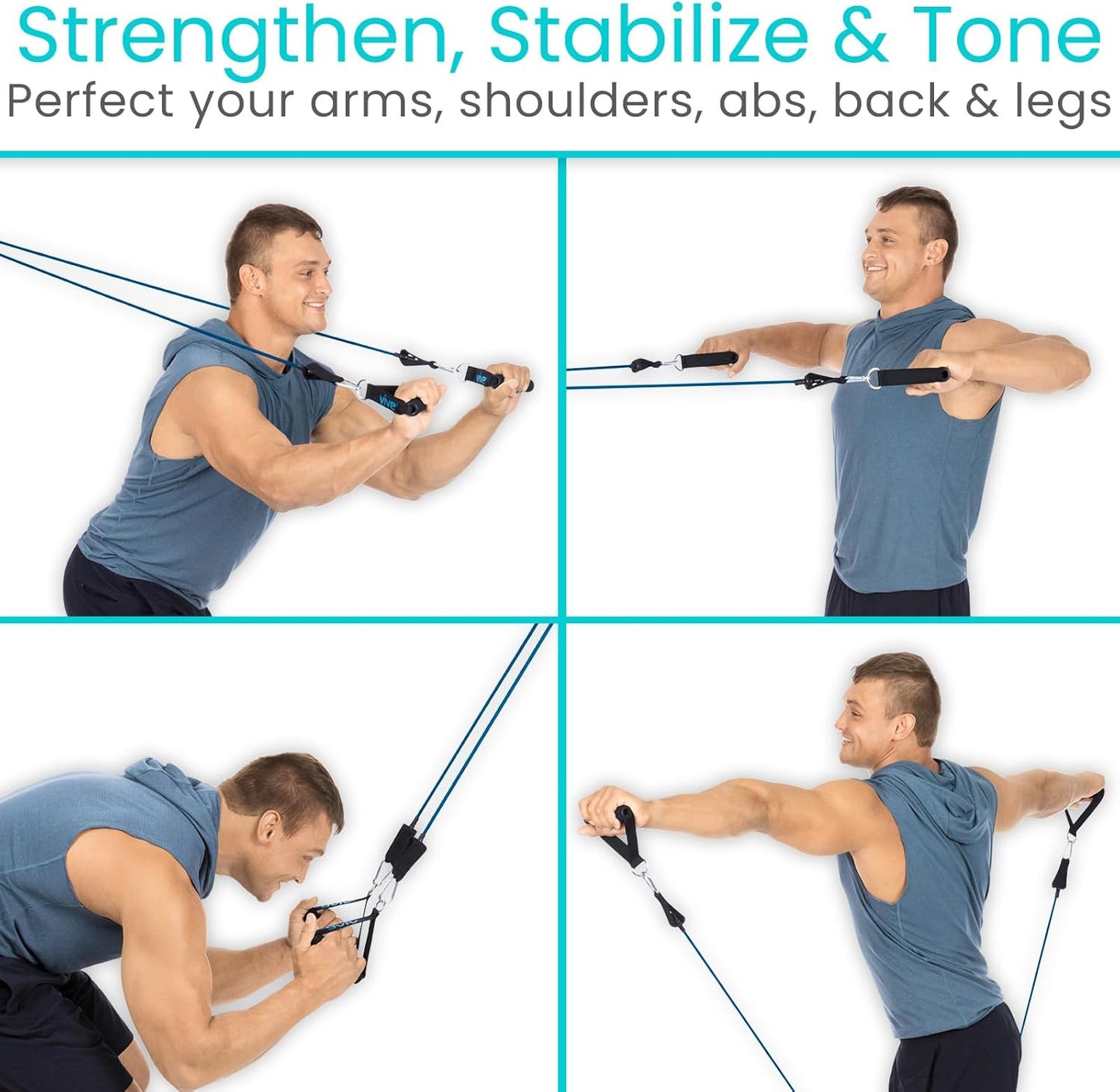 Resistance Bands with Handles (11 Pcs) - Tube Rehab Band Set - Home Workout Elastic Fitness Equipment - Men, Women Training Therapy