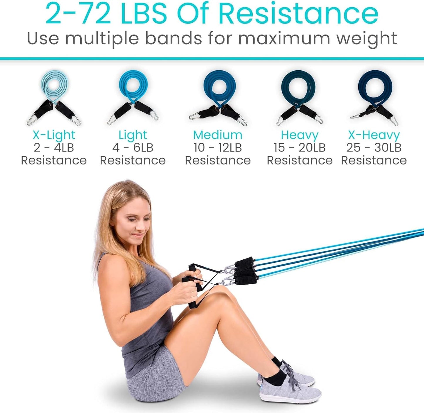 Resistance Bands with Handles (11 Pcs) - Tube Rehab Band Set - Home Workout Elastic Fitness Equipment - Men, Women Training Therapy