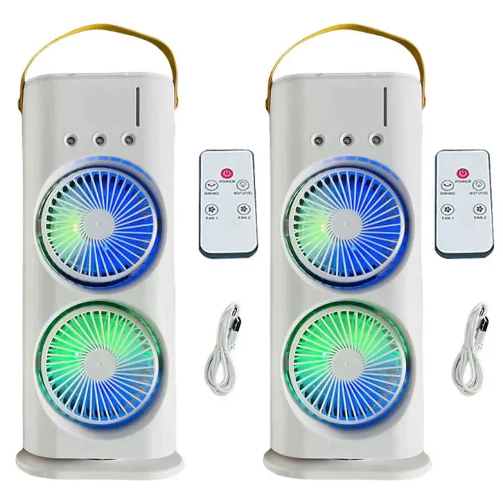 Double-Headed Spray Air Conditioner Fan 3 Speeds Rechargeable