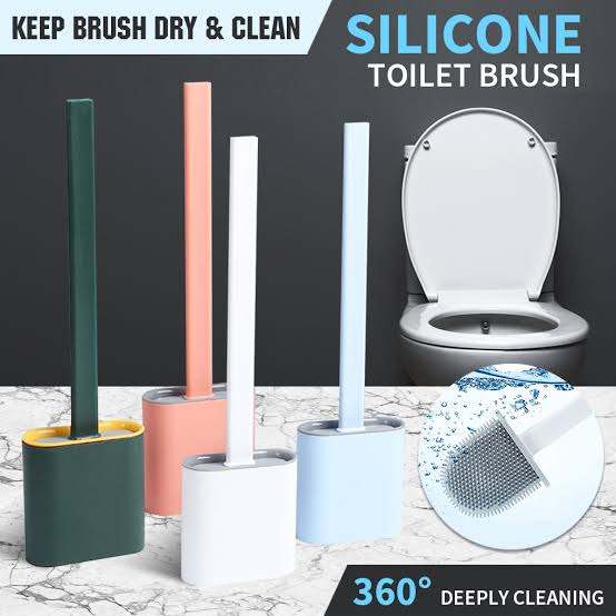 Silicone Toilet Brush with Toilet Brush Holder Creative Cleaning Brush