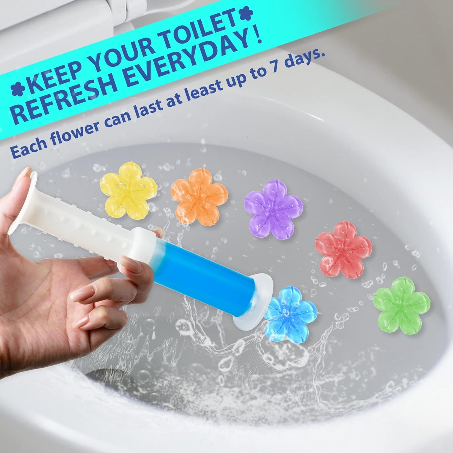 Toilet Gel Stamp, Count Flower Fragrance Bathroom Deodorizer Bowl Cleaner Toilet Refills