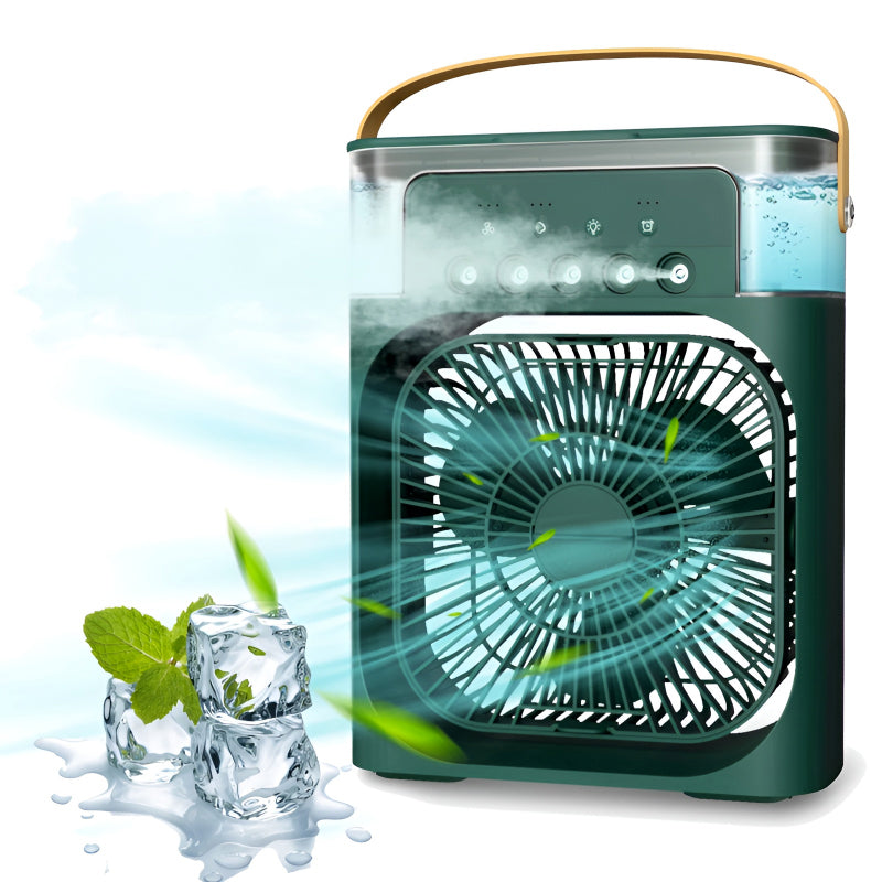 USB Air Humidifier & Portable Cooling Fan – 4-in-1 Mini AC with 7-Color Night Light