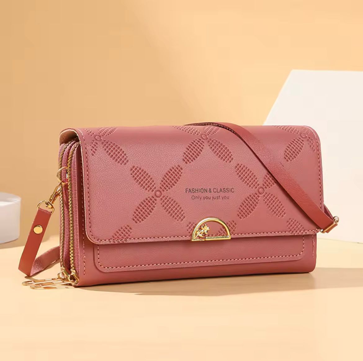 Urban Chic Dual Zip Long Wallet Bag With Adjustable Belt